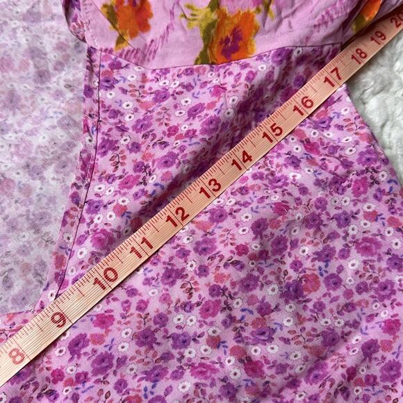 For Love Bell Pink and Orange Floral Blouse Patterned Patchwork Girly Ruffle - Picture 6 of 10